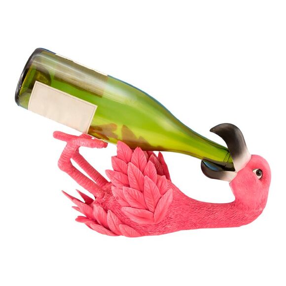 Beachcombers Funny Hot Pink Flamingo Wine Bottle Holder Resin Tabletop Decor - Picture 1 of 4